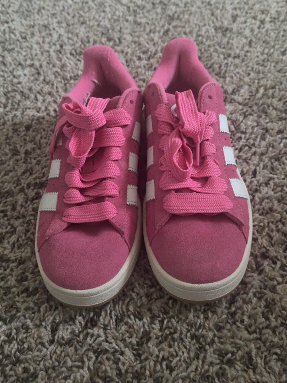 Pink Adidas Sneakers with White Stripes